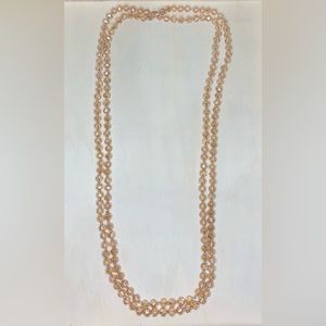 Faceted Beaded Long Necklace 60” double knotted between beads - peach